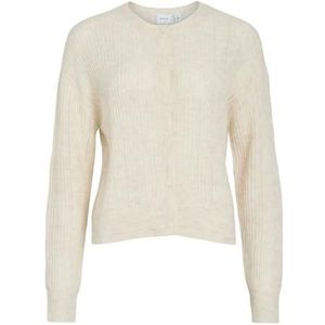 VILA - Gebreid Vest - Beige - Lange Mouw - Normale Pasvorm
