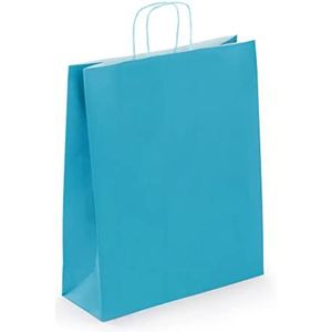 Viquel - Grote krachttas, 35 x 14 x 40 cm – grote blauwe krachttas met gedraaid handvat – 50 papieren zakken – blauw