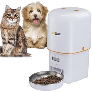 Ferplast RISTO PET automatische voedseldispenser voor katten, programmeerbaar, 4 L, dubbele kracht, 6 maaltijden per dag, display met achtergrondverlichting, roestvrijstalen voerbak voor katten