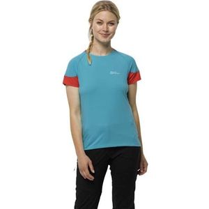 Jack Wolfskin Strak T-shirt, grijs/wit, M dames, Grijs/Wit, M