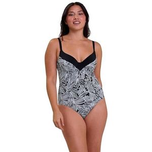 SANS COMPLEXE - Eendelig badpak voor het zwembad met beugel-eychelles-zwart, Graphic Palm Tree Print, 75C