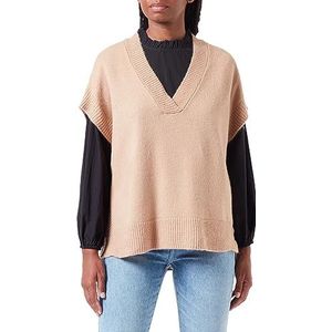 Koton Oversized sweater voor dames, V-hals, korte mouwen, camel (100), S