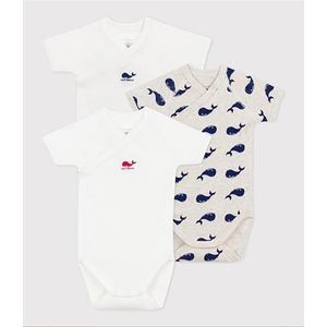 Petit Bateau - Rompertjes - Wit - Set van 3 - Amerikaanse Halslijn - Katoen