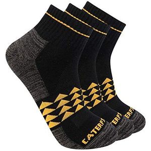 Catepillar Men's 3-Pack Half Cushioned Quarter Socks, Black, Medium