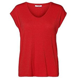 Pieces Pcbillo Tee Lurex Stripes Noos T-shirt voor dames, High Risk Red/Detail: Goud Lurex, XS