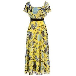 ApartFashion Dames chiffon jurk, geel-multicolor, Normaal, geel-multicolor, 36