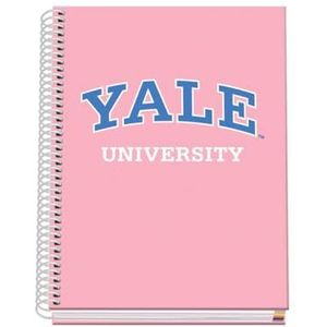 DOHE - A5-notitieboek, geruit, spiraalbinding, 100 vellen, 90 g/m², geruit, 5 mm, hardcover, Yale University Pink Lady, schoolmateriaal - roze