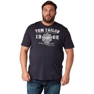 TOM TAILOR Mannen T-shirt met logoprint 1015876, 10690 - Knitted Navy, 3XL Große Größen