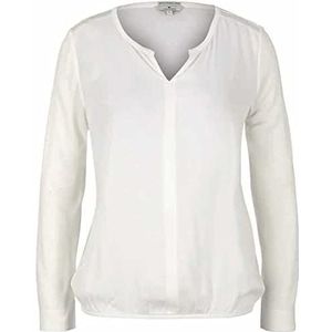 TOM TAILOR Dames Shirt met 7/8 mouwen in materiaalmix 1027165, 10315 - Whisper White, XL