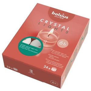 Crystal Lights theelicht wit met beker transparant 6h Box 24