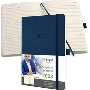 SIGEL C2332 Conceptum Weekplanner 2023, ca. A5, donkerblauw, softcover, 2 pagina's = 1 week, 192 pagina's