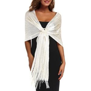 Rheane Shawl Wraps for Women Shawls and Wraps for Evening Dresses Pashmina Rave Silver Dress for Women Sparkly Dress Women's Scarves & Wraps (Light Champagne with Gold Glitter)