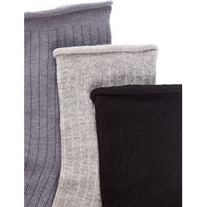 Trendyol Sokken voor dames, verpakking van 3 stuks, Grijs-Multicolor, Eén Maat