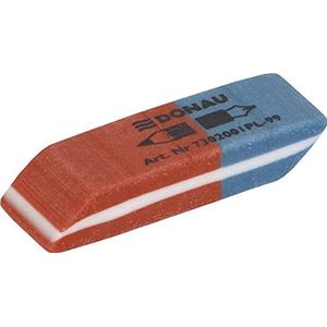 Donau 7302001PL-99 gum, 80 stuks, kleur: blauw/rood, gum voor potloden en balpennen, van hoogwaardig rubber, aan beide zijden bruikbaar, 40 x 14 x 8 mm