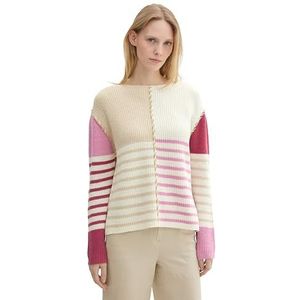 TOM TAILOR Damestrui met structuur en strepen, 36340 - Patched Stripe Knit, L