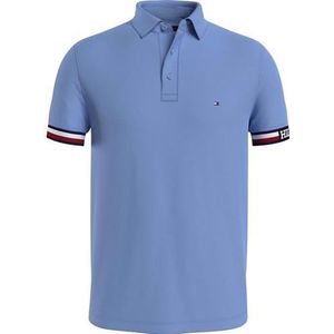 Tommy Hilfiger Mannen monotype vlag manchet slim fit polo S/S, Blauwe spreuk, S