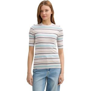 TOM TAILOR Denim T-shirt voor dames, 36539 - onregelmatige multicolor streep, L