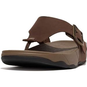 Fitflop Trakk II Teenslippers voor heren, leer, met gesp, Chocolade Bruin, 44 EU