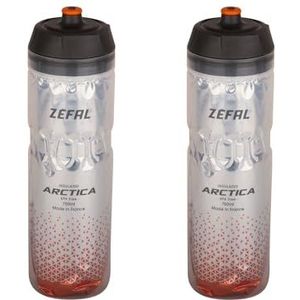 ZEFAL Arctica 75 - Set van twee bidons, 750 ml, geïsoleerde fietsfles, geurloos en waterdicht, sportfles, BPA-vrij, zilver/oranje