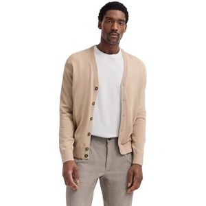 Bugatti - MODERN FIT - Cardigan - Beige - Met V-hals van Katoen-Kasjmier