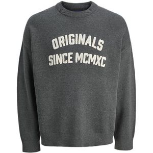 JACK & JONES Jormeadows Knit Crew Neck, dark grey melange, XL