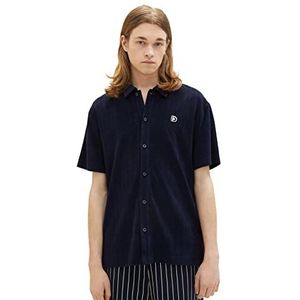 TOM TAILOR Denim Heren 1036416 hemd, 31872-Navy Stripe Towelling Jacquard, S, 31872 - Navy Stripe Towelling Jacquard, S