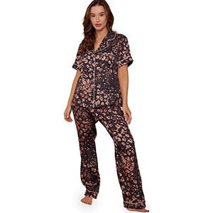 Chi Chi London Pyjama met textuur voor dames met dierenprint in zwarte pyjama, Zwart, 36