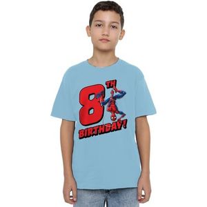 Spiderman Verjaardag 8 Unisex Kids T-shirt, lichtblauw, 12-13 jaar, Lichtblauw, 12-13 jaar