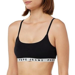 Pepe Jeans Dames Logo Str Brlt BH, zwart, M, Zwart, M