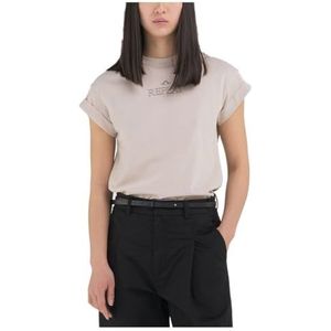 Replay Dames Regular fit T-shirt korte mouwen Pure Logo Collectie, 893 Light Beige, XXS
