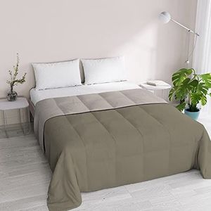 Italian Bed Linen Romantisch dekbed voor lente/zomer, microvezel, motief: perzikhuid, voor tweepersoonsbed 260 x 260 cm, steen/champagne