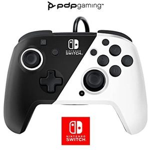 PDP Gaming Faceoff Deluxe+ Wired Switch Pro Controller - Zwart-wit - Officieel gelicenseerd door Nintendo - Aanpasbare knoppen en paddles - Ergonomische controllers
