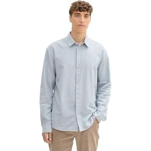 TOM TAILOR Denim Heren Relaxed Fit overhemd van katoen, 36712 - Grey Mint Chambray, XXL