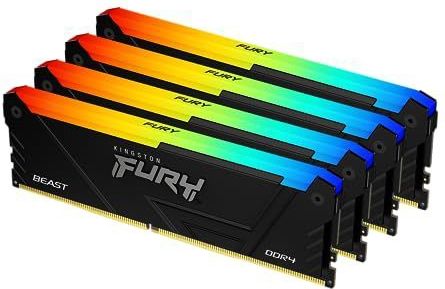 Kingston FURY Beast RGB 32GB 3200MT/s DDR4 CL16 DIMM (Sets van 4) Desktop werkgeheugen KF432C16BB2AK4/32
