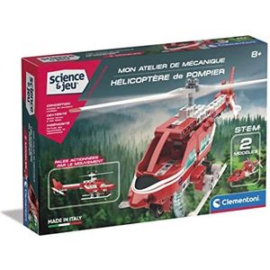 Clementoni - Wetenschap en spel – Mijn mechanische werkplaats – brandweerhelikopter – bouw- en fantasiespel – 2 modellen – voor kinderen vanaf 8 jaar