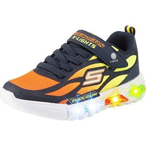 Skechers FLEX-GLOW Sneakers voor jongens, Navy Synthetisch Textiel Oranje Geel Trim, 32 EU