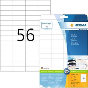 HERMA 5052 universele etiketten A4 klein, set van 32 (52,5 x 21,2 mm, 800 velle, papier, mat) zelfklevend, bedrukbaar, permanente Klevende adreslabels, 44.800 etiketten voor printer, wit