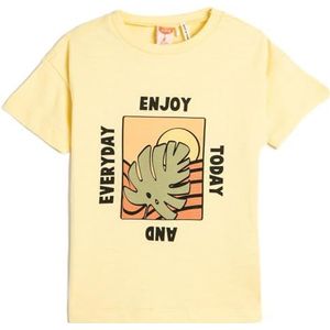 Koton Babyboys bedrukt katoenen T-shirt met korte mouwen en ronde hals, geel (151), 12-18 Maanden