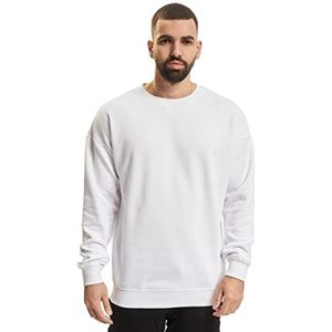 Urban Classics Heren sweatshirt Sweat Crewneck, trui met brede geribbelde manchetten voor mannen in vele kleuren, maten XS - 5XL, wit, 3XL