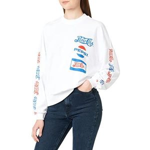 ONLY Dames ONLPEPSI L/S O-Neck Box SWT Sweatshirt, Helder Wit/Print: Multi, XL