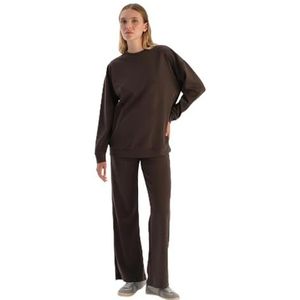 Dames Dark Brown Modal Broek met Verborgen Rits, L, donkerbruin, L