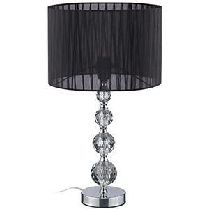 Relaxdays Tafellamp Kristal - Ronde Nachtkastlamp Stof - Schemerlamp Op Voet - Woonkamer