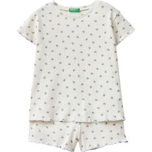 United Colors of Benetton Pig(T-shirt + short) 3PMU0P060 pyjama-set, crèmekleurig 60C, S voor meisjes, crème 60c, S