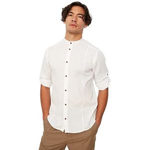 Trendyol Heren White Judge Collar Bengalin Kuplu Super Slim Fit Shirt, L
