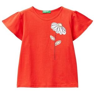 United Colors of Benetton T-shirt voor meisjes en meisjes, helder rood 3t5, 104