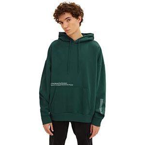 TOM TAILOR Denim Uomini Oversized hoodie sweatshirt met print op de rug 1034147, 30024 - Explorer Green, XL