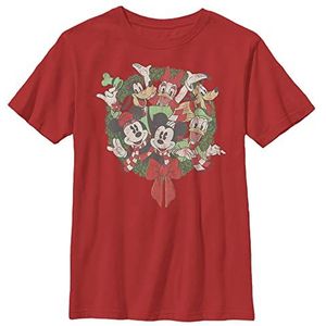 Disney Mickey Friends Wreath T-shirt voor jongens, rood, M