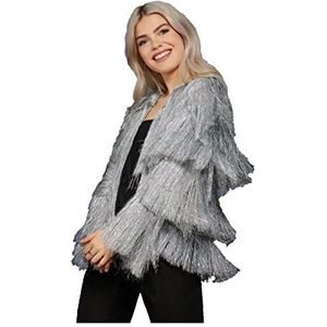 Fever Tinsel Festival Jacket, Silver, (S-M)