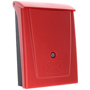 HomeDesing HDM-710 brievenbus, rood-zwart, cilinderslot met 2 sleutels, kunststof, breedte x hoogte 250 x 340 mm, bevestigingsset inclusief