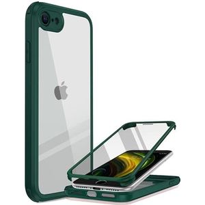 Miracase 360 graden hoesje compatibel met iPhone SE 2020 / iPhone 8, volledige beschermhoes met ingebouwde glazen schermbeschermer, groente